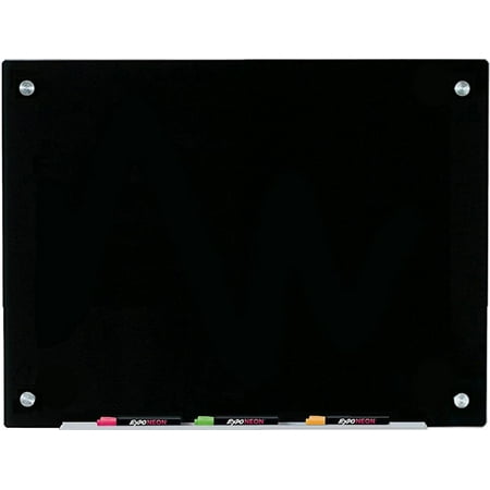 Audio-Visual Direct Black Glass Dry-Erase Board Set - 23 5/8 x 35 1/2 Inches - (Non-Magnetic)