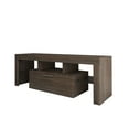 thumbnail image 4 of BTMWAY TV Stand for 55 Inch TV, Wooden TV Cabinet with LED Lights, Storage Drawer and Glass Shelves, Farmhouse Wood TV Console Table for Flat Screen Television, Entertainment Center, Brown, 4 of 7