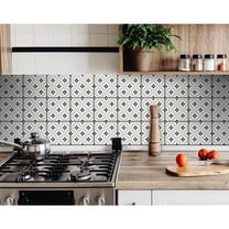 HomeRoots 399955 4 x 4 in. Black & White Rosa Peel & Stick Removable Tiles