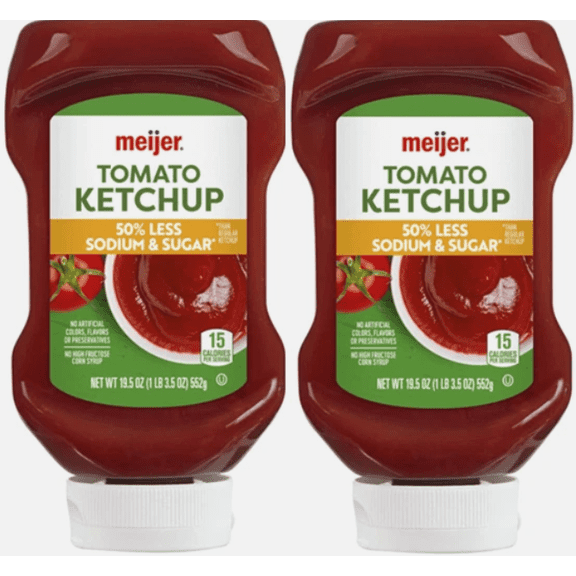 Ketchup 50% Less Sodium & Sugar, 2 Bottles, 19 Oz Each