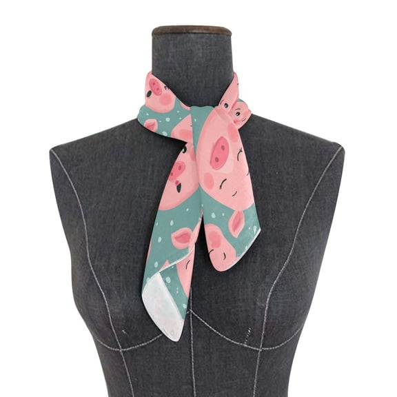 Square Scarf 24x24 Inch Piggy Moods Pattern Silky Satin Sun Protection Neck Scarf for Women Multi-Purpose Head Wrap Bandana for Hair Bag Decoration