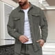 thumbnail image 1 of pstuiky Camisas para hombre de manga larga, Chaqueta tipo cárdigan de manga larga con solapa y botones, color liso, para hombre, con múltiples bolsillos top de hombre m, 1 of 5