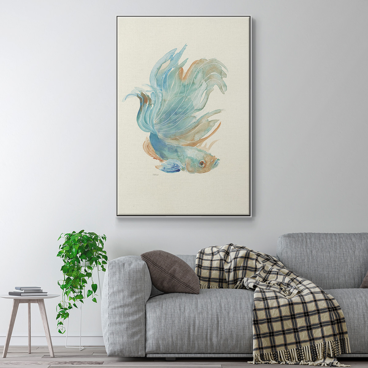 Betta I Framed Premium Gallery Wrapped Canvas - Ready to Hang - 25 x 37 - White Floating Frame