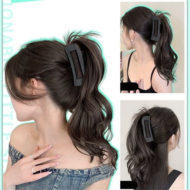 synthetic wig Y2K Hotties Girls Long Fluffy Curly High Ponytail Grab Wig Elegant Women Half Waterfall Clip-on Hair Extensions
