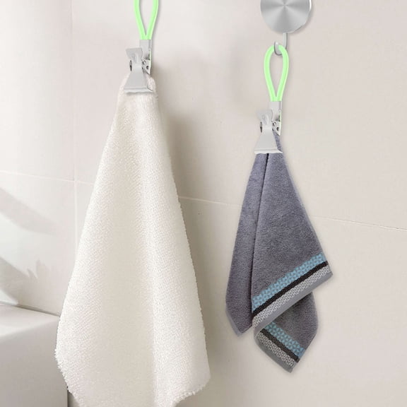 EXHUMKY 10Pcs Metal Towel Clips with Hanging Rope for Kitchen Bathroom and Beach Towels