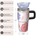 thumbnail image 3 of Rose 20oz Stainless Steel Tumbler with Handle and Straw – Insulated Travel Cup with Sliding Lid, 360° Full Wrap Printed Mug for Home, Outdoor & Sports Use, Flower, 3 of 6