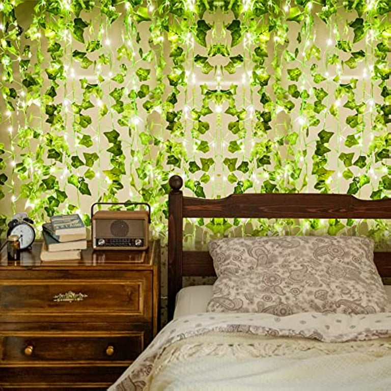 Fake Vines for Room Decoration, Ivy Leaf Wreath for Green Bedroom ...