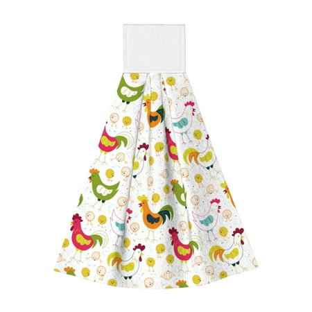

Adobk Chickens A Print Coral Velvet Hand Wipes Fashion Hanging Kitchen Towel for Bathroom Washcloth Absorbent Tie Towel