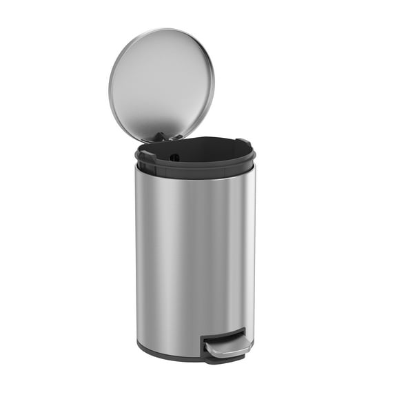 Better Homes & Gardens Bathroom Trash Can, 3.1 Gallon Small Stainless Steel Step Garbage Bucket Bin with Soft Close Lid, Silver