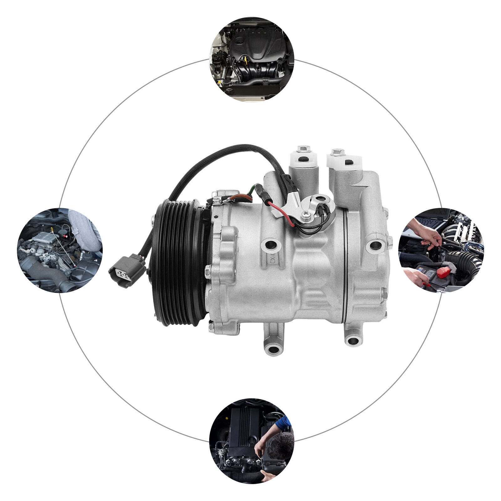 125W A/C Compressor Fits 2002-2005 Honda Civic 1.7L L4 AC Air Conditioning Compressor for Cars, SUVs