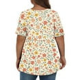 thumbnail image 4 of XADYUY Womens Plus Size Summer Tops 4x-5x Women's 4x Tops and Blouses V Neck Short Sleeve Plus Top Daisy Floral Print Dressy Casual Blouses 5x Women Plus Size Clothing,5XL Saffron, 4 of 4