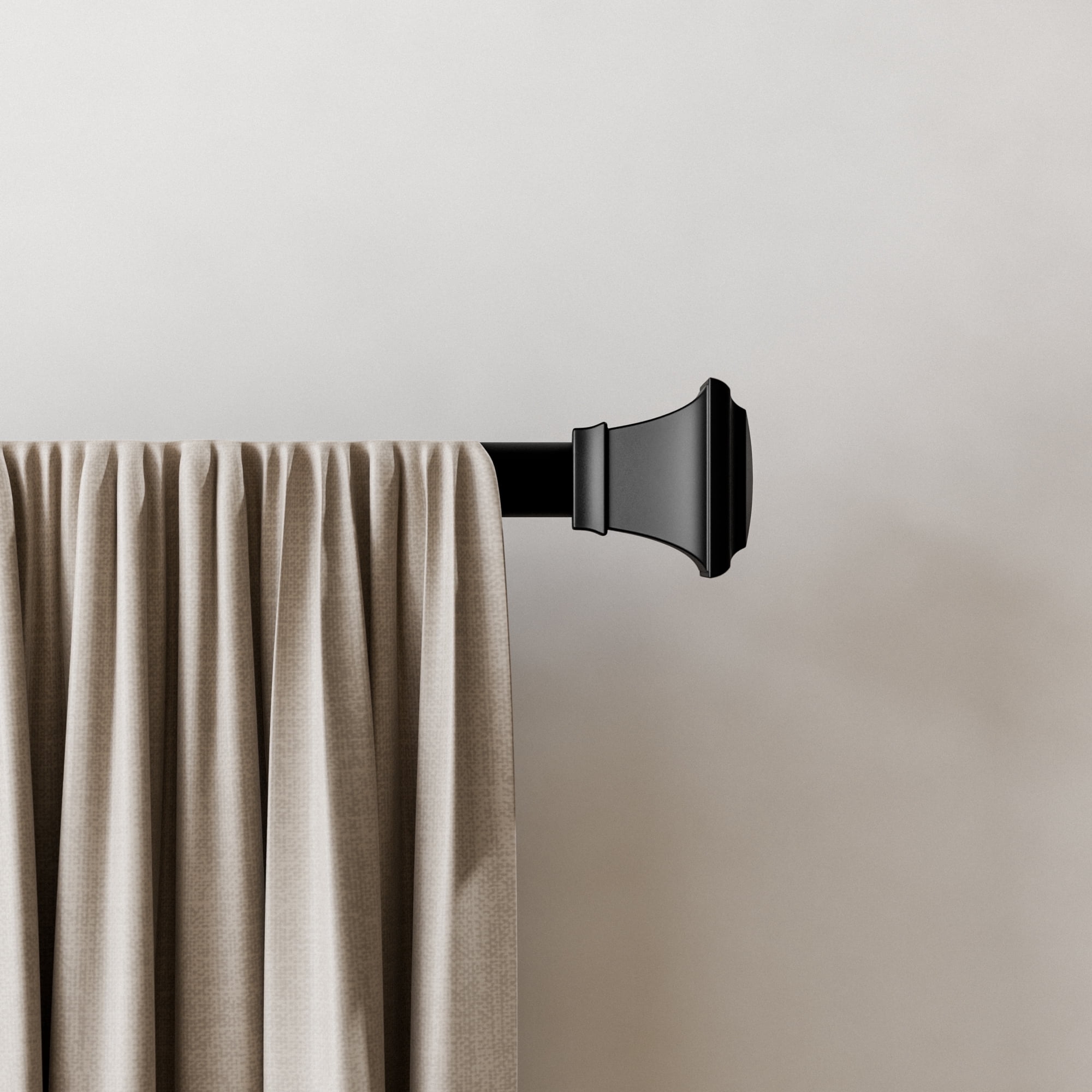 Mainstays 1" Black Square Adjustable Single Curtain Rod Set, 30-84"