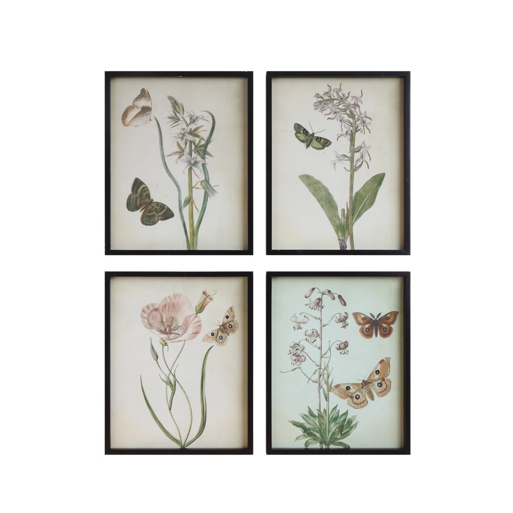 Creative CoOp Flowers & Butterflies Framed Wall DÃ Ã Â©cor (Set of 4