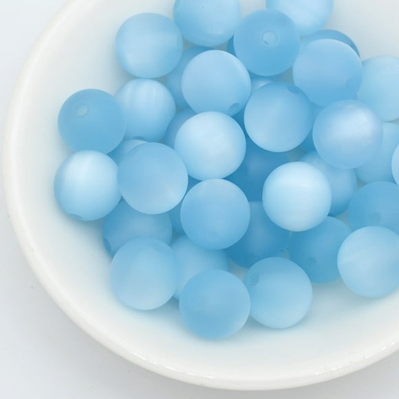 suxuMhao Frosted Beads, 100Pcs 0.31IN Diameter DIY Beads Craft Beads, Bracelet Beads Bulk Beads for Bracelets Bead Sets, Matte Blue & White Resin Beads for Jewelry Making Crafts