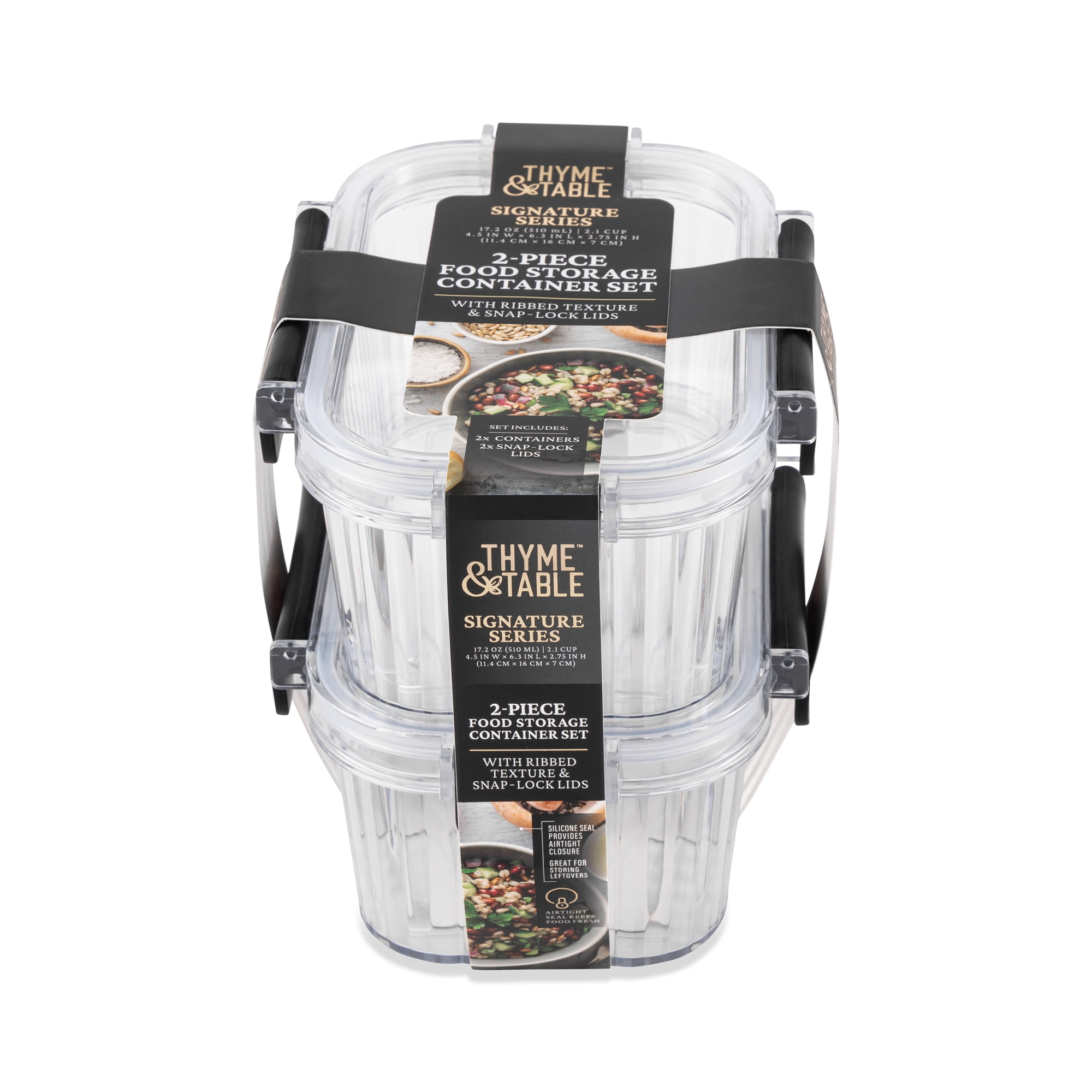 Thyme & Table 2 Pack of 2 Cup Food Storage Containers, Clear