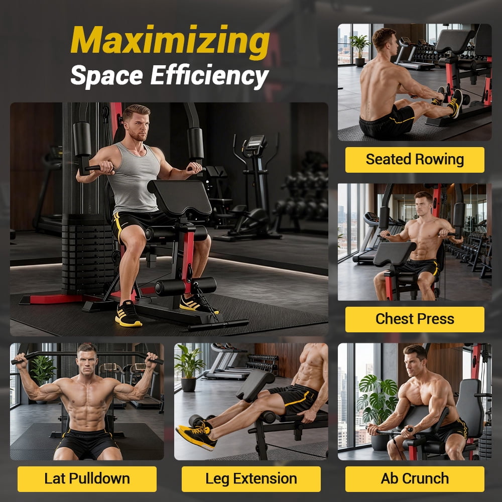 SONITU Home Gym Station with 160 lbs Weight Stack, Full Body Training Equipment, All-in-One Workout Station