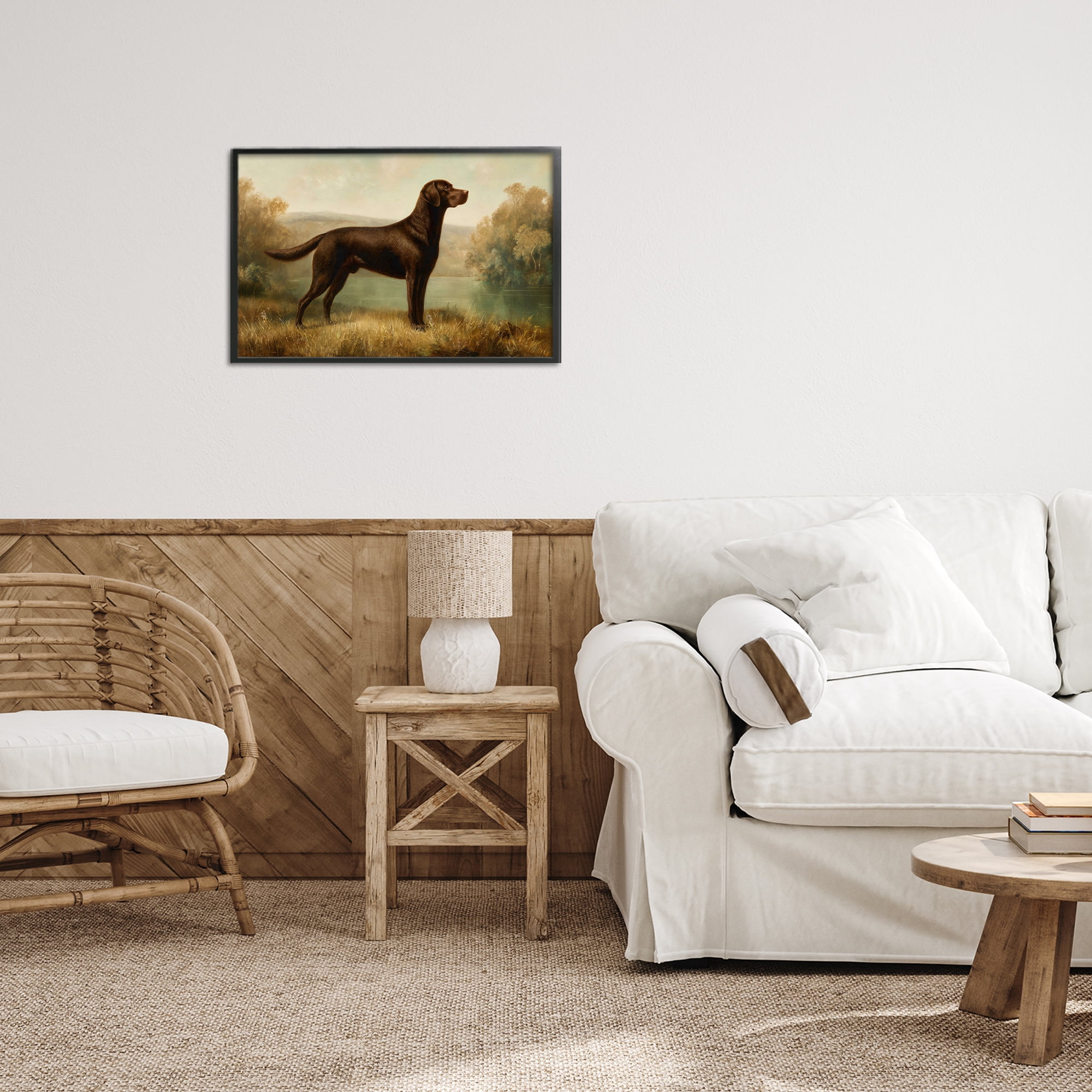 Stupell Industries Chocolate Brown Labrador Black Framed Giclee Art, design by Petal Prints Design