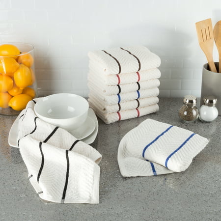 8-Piece 100% Cotton Chevron Terry Absorbent Kitchen Towel Set, Dish Towels, by Somerset