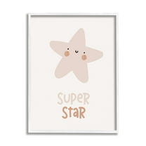 Stupell Industries Smiling Super Star Inspirational Painting White Framed Art Print Wall Art, 16 x 20