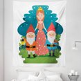 thumbnail image 1 of Gnome Tapestry, Tale Cartoon with Dwarfs in Forest Character Mother Nature Girls, Fabric Wall Hanging Decor for Bedroom Living Room Dorm, 5 Sizes, Multicolor, by Ambesonne, 1 of 1