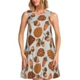 thumbnail image 1 of Easygdp Pinecone Autumn Pattern para Vestido Transpirable de Mujer, Vestido Suelto de Manga Corta con Pliegues y Bolsillos para el Verano, 1 of 7
