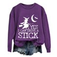 thumbnail image 4 of Certgust Usa Sweatshirt Women Under $10 Womens Drive A Stick Halloween Witch Print Casual Sweatshirt with Fun Graphic Design, 4 of 4