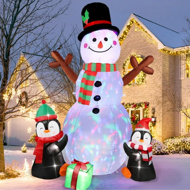 Muñeco de nieve aeroWo inflable navideño con forma de pingüinos de 1,8 m con luces LED