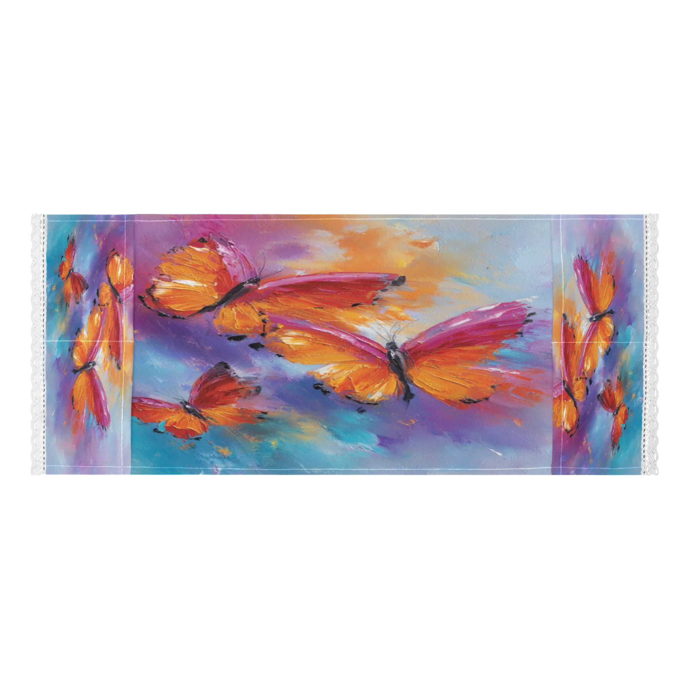 Dustproof Washing Machine Cloth Washer and Dryer Top Covers, Fridge Dust Cover, With Storage Bags Red and Orange Butterflies