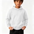 thumbnail image 2 of BLVB Boys Hoodies Casual Solid Color Pullover Long Sleeve Hooded Sweatshirt Kids Fall Clothes 4-15 Years(White,14-15Years), 2 of 5