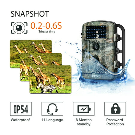 ENKEEO PH730S Trail Camera 1080P 12MP HD Wildlife Game Hunting Cam with 42PCS 840NM IR LEDs Night Vision, 0.2s Trigger Time, 2.4