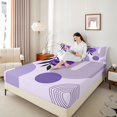 thumbnail image 3 of jejeloiu Soft Abstract Queen Sheets For Men Women,Pastel Print Queen Sheet Sets,Purple White,4pcs,1 Flat Sheet, 1 Fitted Sheet and 2 Pillowcases, 3 of 6