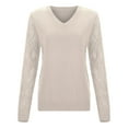 thumbnail image 4 of HNMKIU Soft Classic Knit Pullover Plus Size Sweaters for Women Casual Long Sleeve Crewneck V Neck Everyday Comfortable for Women a-Beige,XXL, 4 of 5