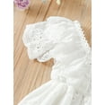 thumbnail image 5 of Chollius Newborn Girl Lovely Short Sleeve Dress, Solid Color Hollow Out Ruffles Decor Sweet Dress, Casual Simple One-Piece Clothes, 5 of 9