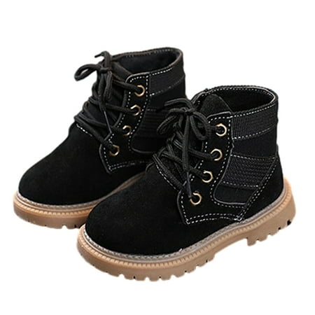 

Toddler Boys Girls Boots Children s work boots Winter lace-up outdoor hiking boots-black