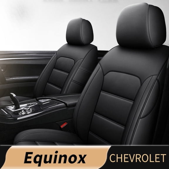 AOMSAZTO Car Seat Covers For CHEVROLET Equinox 2018-2023 Black Full Set PU Leather 5-Seat Waterproof