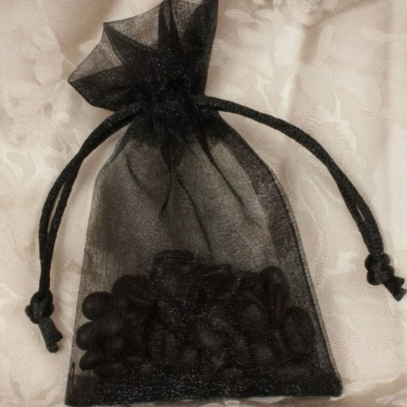 Club Pack of 36 Black Solid Organza Gift Bags 4" x 3"
