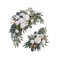 thumbnail image 4 of Arco de boda con flores, corona de boda hecha a mano, decoración rústica con fondo verde. Blanco, 4 of 9