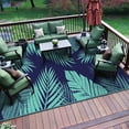 thumbnail image 6 of DEORAB Outdoor Rug 5'x8' Waterproof Reversible Patio Rug Portable Plastic Straw Outside Carprt for Beach Garden RV Camping Porch Deck Backyard, Navyblue & Jadegreen, 6 of 8