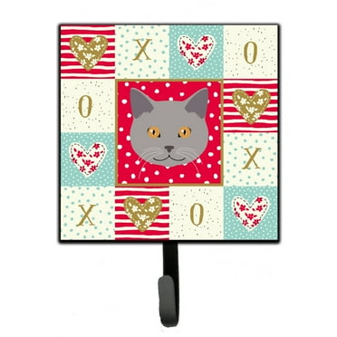 Carolines Treasures CK5100SH4 Chartreux Cat Love Leash or Key Holder Red Single Hook multicolor