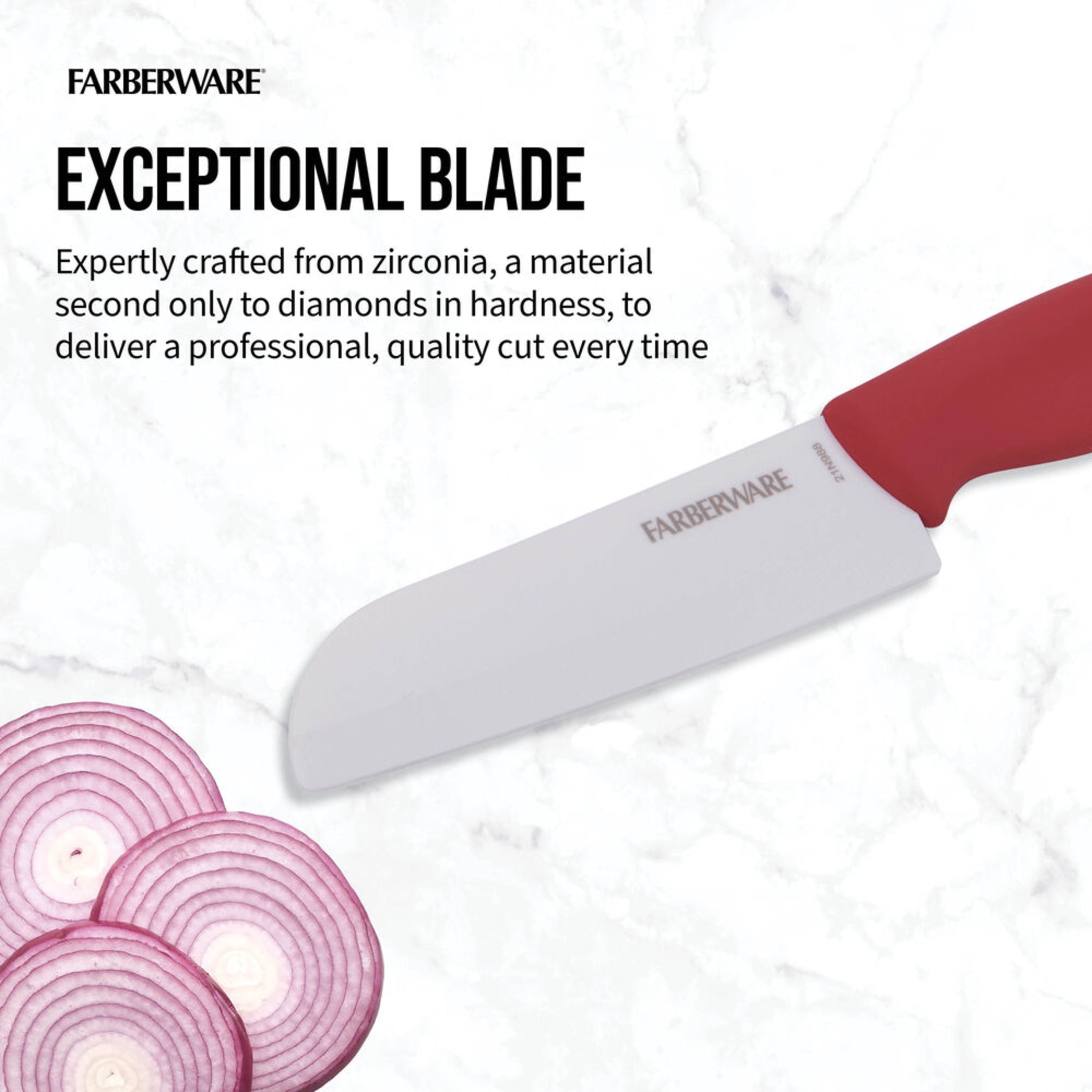 (2 pack) Farberware Professional 5-inch Ceramic Kitchen Santoku Knife in Red