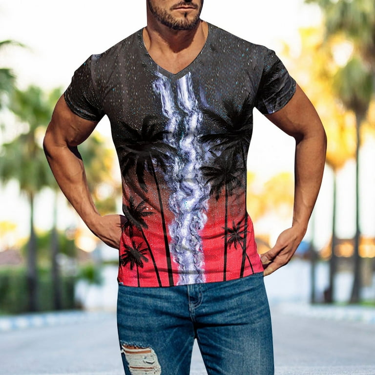 SZXZYGS Mens Graphic T Shirts Funny Dog Men's Spring and Summer Leisure  Sports Slim Soft Lightweight V Neck Short Sleeved T Shirt 