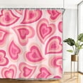 thumbnail image 3 of Pink Heart Shower Curtain Valentines Romantic Love Heart Cute Bathroom Accessories, Chic Retro 70s Heart Design Happy Valentines Bathroom Decor Set with Hooks 72X72IN, 3 of 6