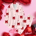 thumbnail image 4 of SJLDQY Valentines Women's Pajamas Set 2 Peice Pjs Set for Women Valentine's Day Bowknot Graphic Long Sleeve Pajama Tops Pants Soft Comfy Homewear Sleepwear Outfits, 4 of 6