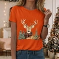 thumbnail image 2 of larppty Women Short Sleeve Christmas Reindeer Graphic Crew Neck T-Shirt (Orange, 3XL), 2 of 6