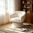 thumbnail image 3 of Modern Cream Corduroy Swivel Accent Chair with Channel Tufting, 3 of 10