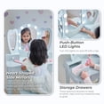 thumbnail image 2 of Teamson Kids Heart-Shaped Wooden Vanity Set with LED Lights, Triple Mirror & Storage Drawers, Blue, 2 of 7