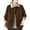 Coffee, variant on MELDVDIB Womens Fuzzy Fleece Jackets Turn Down Collar Button-Front Oversized Coat with Pockets Warm Casual Outerwear for Daily Wear