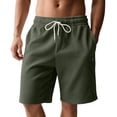 thumbnail image 3 of Yaoyar Men's Corduroy Casual Shorts Solid Color Elastic Waistband Drawstring Pockets Vintage Summer Bottoms, 3 of 7
