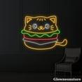 thumbnail image 2 of Glowneon Cat Burger Neon Sign, Hamburger LED Sign, Restaurant Decor, Welcome Open Fast Food Neon, 2 of 5