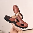 thumbnail image 5 of Domuza Men's Leather Fisherman Sandals Non-Slip Breathable Casual Outdoor Shoes Slide Flat Sandals Hollow Slip-on Beach Shoes for Summer Wine 8.5 (EU-42), 5 of 6